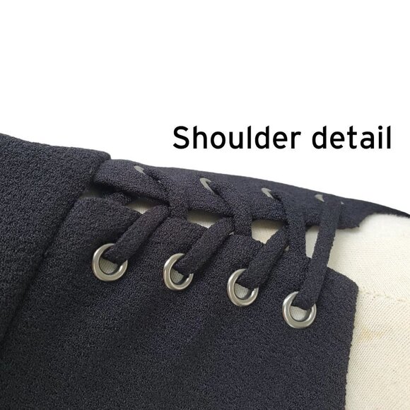 Laundry by Shelli Segal Flutter Sleeve Little Black Dress Whimsigoth Size 2 - Picture 7 of 16